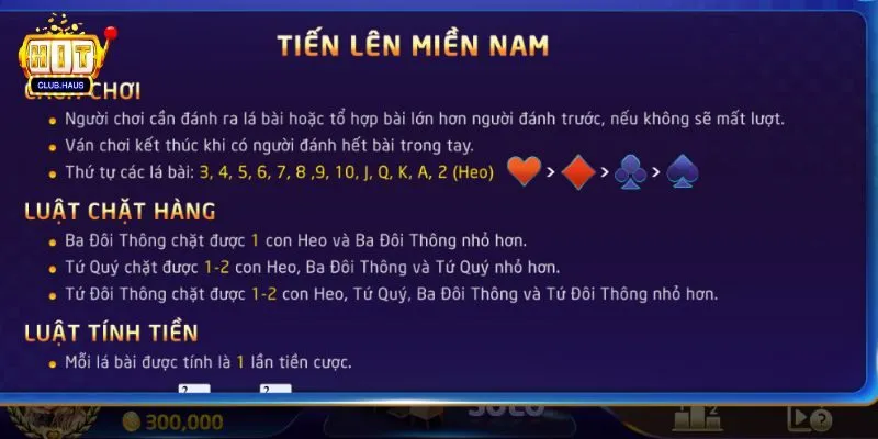 Luật chơi bài Tiến Lên Miền Nam Hitclub
